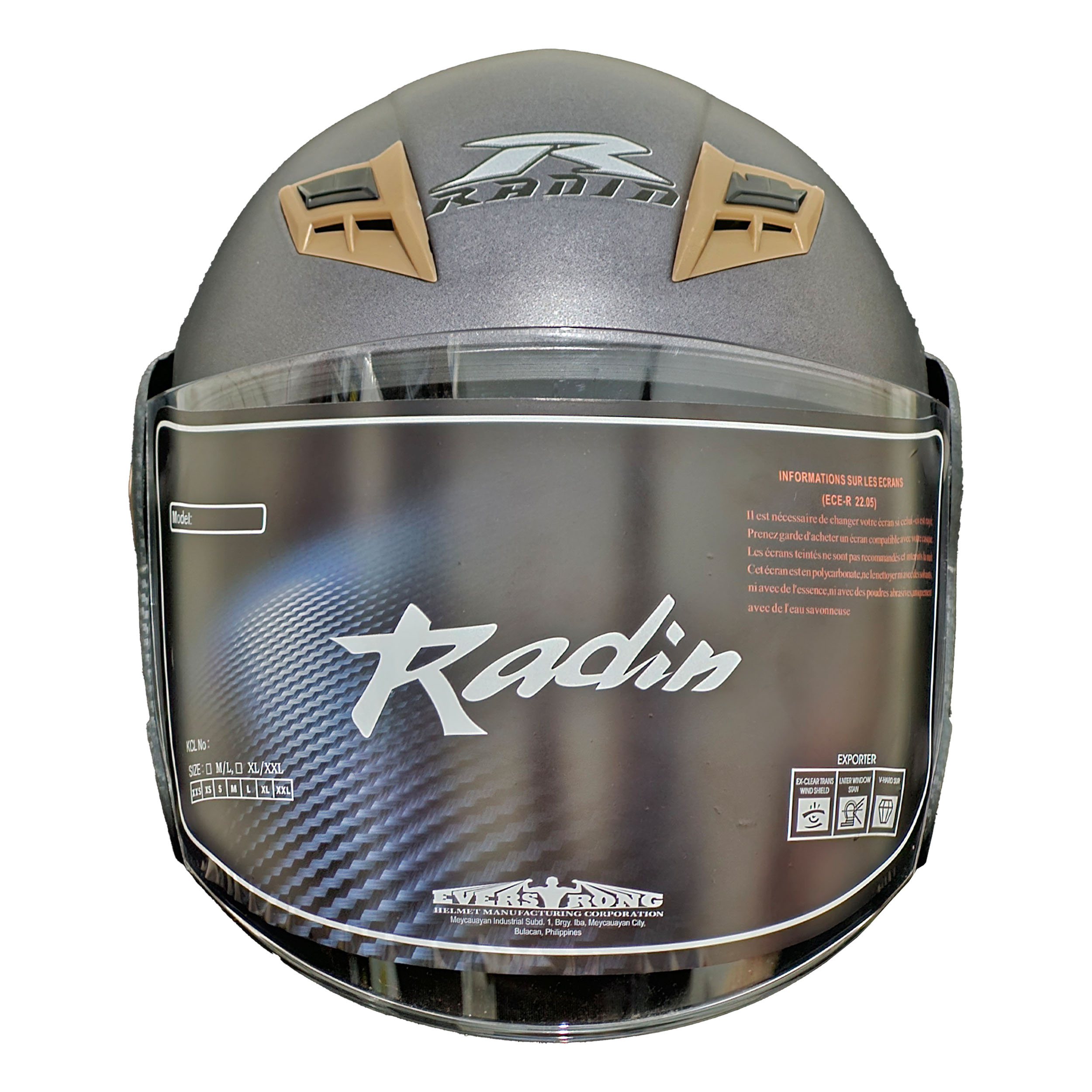 کلاه کاسکت رادین پلیمر مدل New_Radin_Matt_Gray