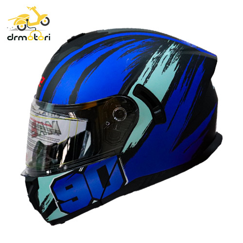 کلاه کاسکت فک متحرک برند MA2 مدل 966 طرح blue همراه با طلق یدکی