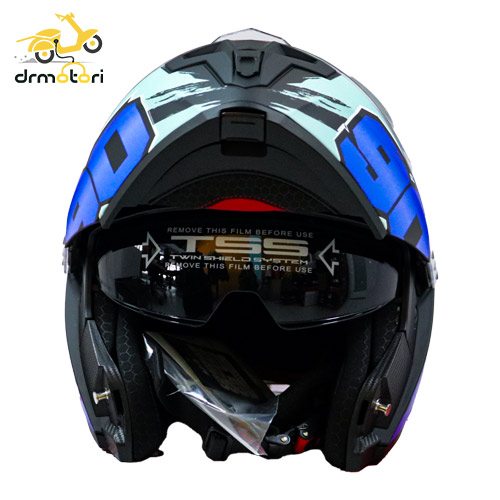 کلاه کاسکت فک متحرک همراه با طلق یدکی برند MA2 مدل 966 طرح blue - Image 4