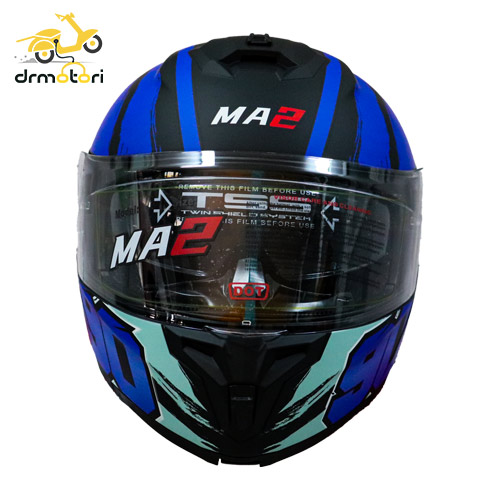 کلاه کاسکت فک متحرک همراه با طلق یدکی برند MA2 مدل 966 طرح blue - Image 3