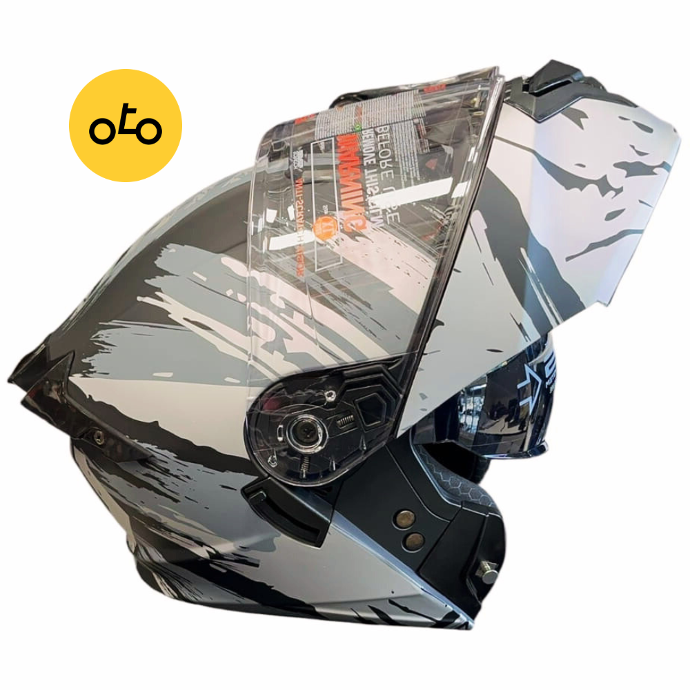کلاه کاسکت فک متحرک MA2 کد 963 خاکستری - Image 2