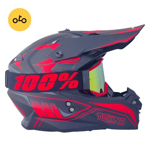 کلاه کاسکت کراسی TEKNO تکنو مشکی قرمز - Image 6